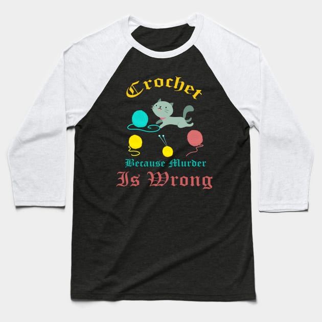 funny crochet cat lover Baseball T-Shirt by Duodesign